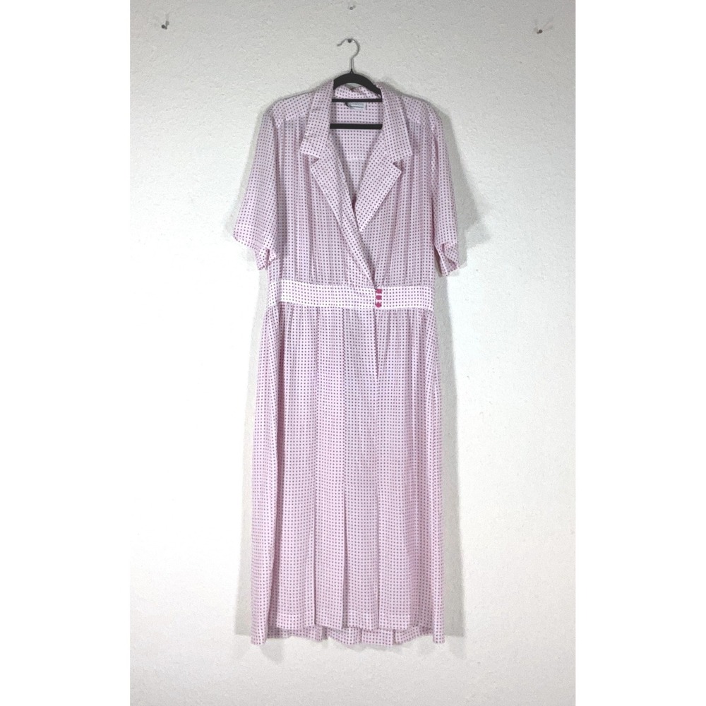 Compositions Pink Geometric Print Wrap Midi Dress - 14 - Short Sleeve Retro Mod